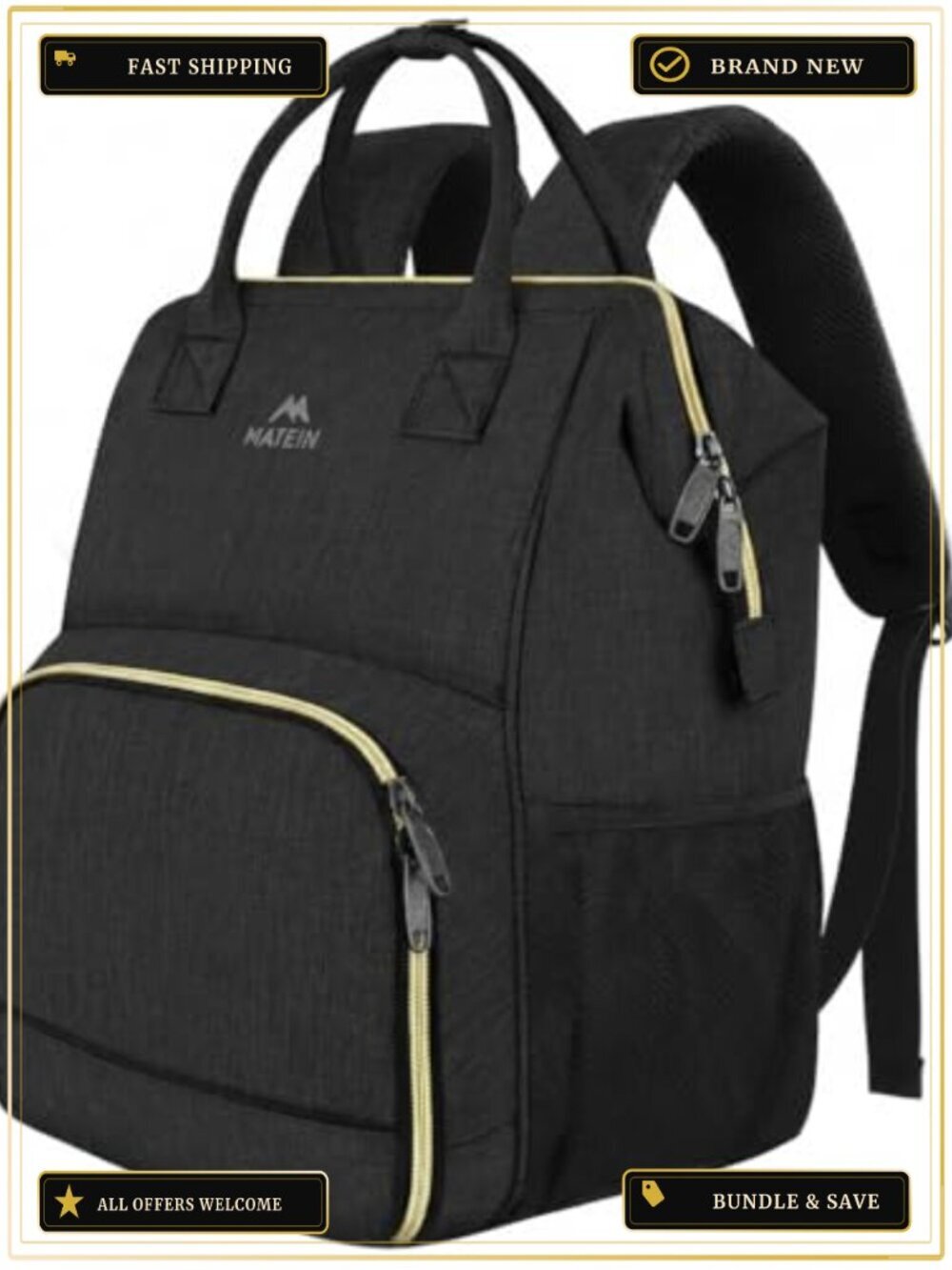 Insulated Lunch Backpack with Laptop Compartment, Waterproof Polyester, Work